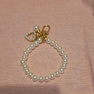 Elegant Pearl Beaded with Gold Accents Key/Bag Charm